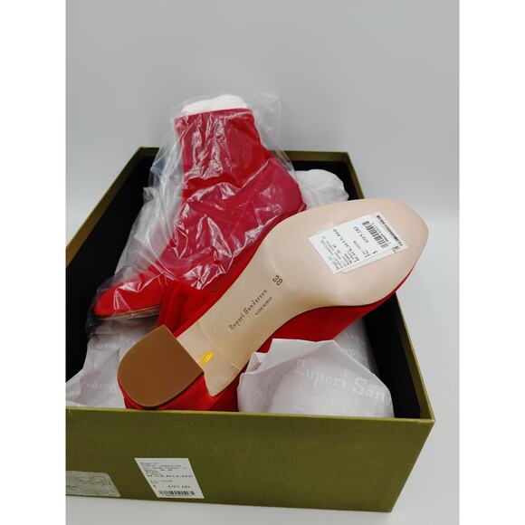 Rupert Sanderson Women Fernie Ankle Sock Bootie US 8 EU 38 Sangria Red Velvet - Picture 2 of 7